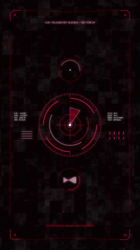 Futuristic HUD radar loop animation with red scanner and technology ui Stock Footage 346643974