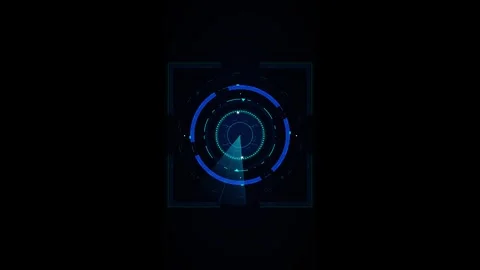 Futuristic hud radar scan animation with rotating digital interface scanner Stock Footage 337561458