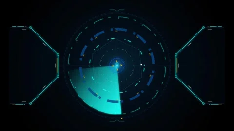 Futuristic hud radar scan interface animation digital tech scanning overlay Stock Footage 337564985