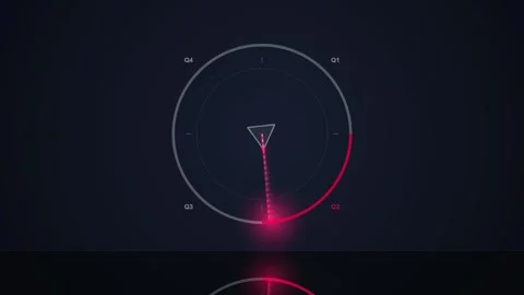 Futuristic HUD Radar Target Lock Interface with Red Glow and Triangle Reticle Stock Footage 348572273