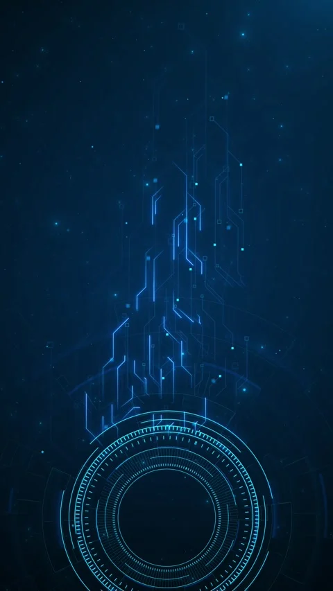 Futuristic HUD Ring Circuit Visual Stock Footage 340409359
