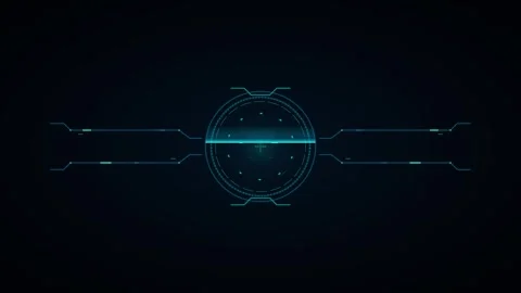 Futuristic hud scanning interface with circular target reticle and digital .. Stock Footage 337564957