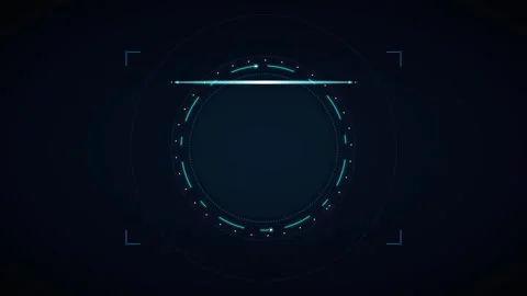 Futuristic hud scanning interface with rotating circular data overlay and d.. Stock Footage 337561469