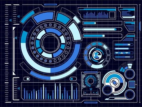 Futuristic hud. Scifi interface. Virtual dashboard elements 库存插图