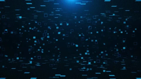 Futuristic HUD screen data matrix technology on blue abstract digital artificial Stock Footage 293669407
