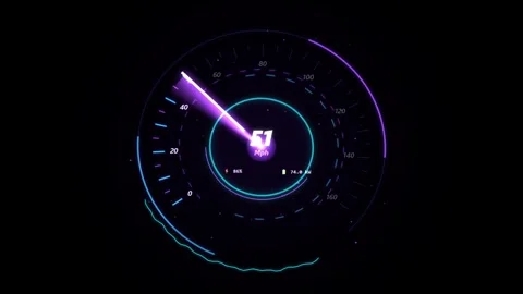 Futuristic HUD speedometer digital mph gauge loop Stock Footage 345640486