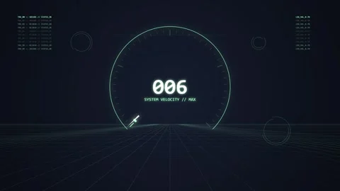 Futuristic HUD Speedometer Display - Digital Dashboard Interface with Data .. Stock Footage 348412112