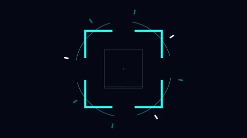 Futuristic HUD square digital interface element on black background Video stock 345228722