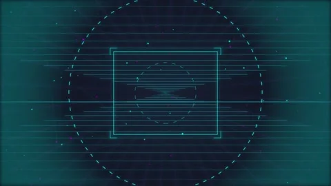 Futuristic HUD Square UI Element, Digital Grid Background, Neon Tech Interfac Stock Footage 348074186