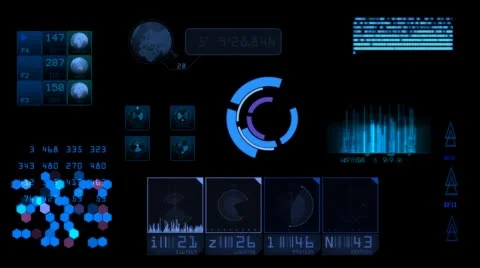 Futuristic hud system with black background and alpha channel Stock Footage 46410851