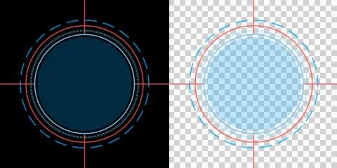 Futuristic HUD Target Circle with Red and Blue Tech Reticle Interface Stock Illustration