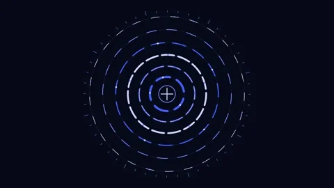 Futuristic hud target interface animation with concentric rotating circles .. Video stock 348215284
