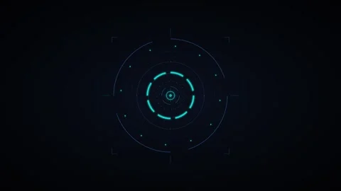 Futuristic hud target interface with glowing cyan digital circular scanning.. 库存影片 344851697