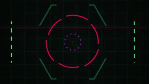 Futuristic HUD Target Reticle Animation with Neon Glow Effect. Stock Footage 334522058