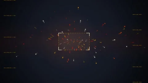 Futuristic HUD Target Reticle with Exploding Lights and Data Overlay Vidéo 348421569