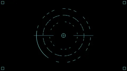 Futuristic HUD targeting interface sweeping on black background 4K Stock Footage 337119293