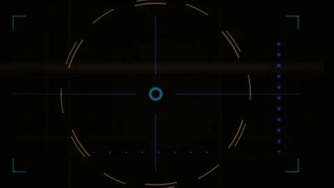 Futuristic HUD targeting system interface with crosshairs and data overlay. Stock Footage 334522247