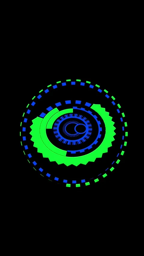 Futuristic hud tech animation rotating neon green blue seamless loop digita.. Stock Footage 344285598