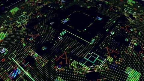 Futuristic Hud technology concept animation, digital motherboard background Stock Footage 296320341