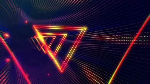 Futuristic hud triangle tunnel seamless loop 4k neon motion Stock Footage 146206540