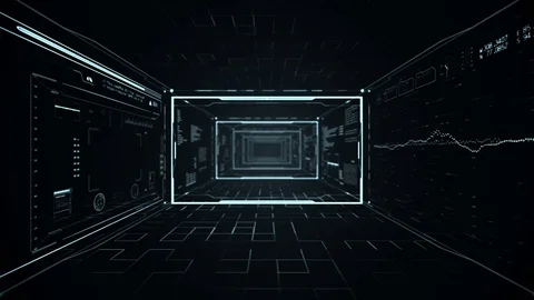 Futuristic HUD  tunnel. Stock Footage 70270184