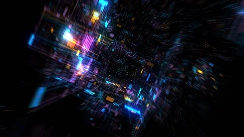 Futuristic HUD tunnel seamless VJ loop. Stock Footage 86840322