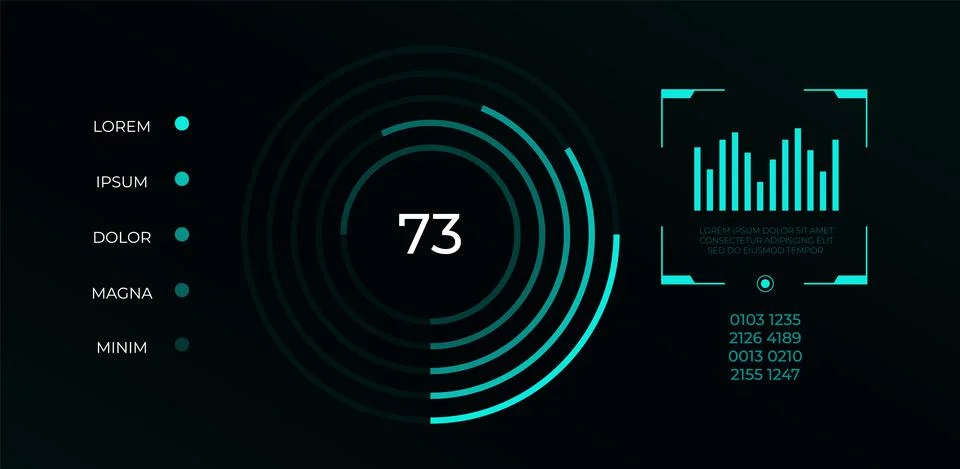 Futuristic hud ui infographic. Sci-fi interface, high tech bars, gaming panel Stock Illustration