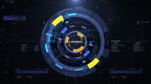 Futuristic HUD UI interface rotating target monitoring system element 4K motion Stock Footage 276692542