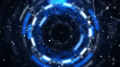 Futuristic HUD UI interface rotating with low polygon shape system element Stock Footage 302066463