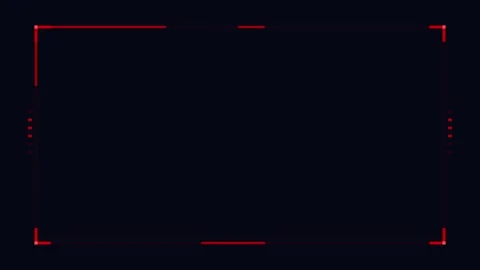 Futuristic HUD video frame with sleek red digital interface elements on dark Stock Footage 346505295
