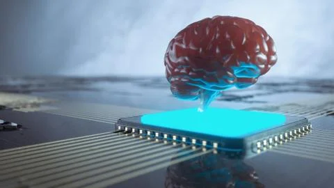 Futuristic human brain 3d render. Artificial intelligence and medicine concept Stock Illustration