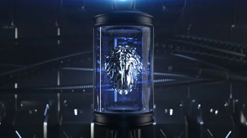 Futuristic human brain encapsulated in a digital space, animation on the them Stock Footage 173016748