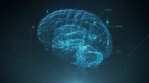 Futuristic human brain interface concept. Brain scan technology Stockbeeldmateriaal 138173517