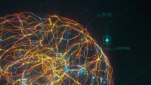Futuristic human brain interface concept. Brain scan technology Stock Footage 138985724