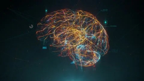 Futuristic human brain interface concept. Brain scan technology Stock Footage