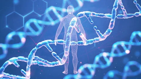 Futuristic Human DNA Concept with Digital Blue Helix and Molecular Structure Stock Footage 339050996