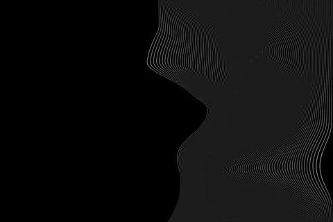 Futuristic human face made of digital waves on black background Stock Illustration