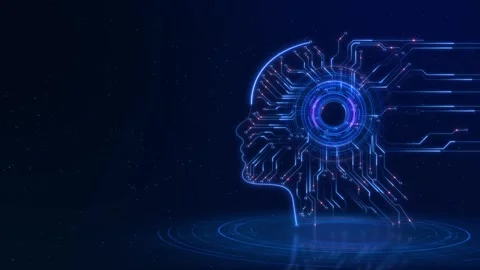 Futuristic Human head brain cyber AI artificial intelligence robot automation Stock Footage 312976752