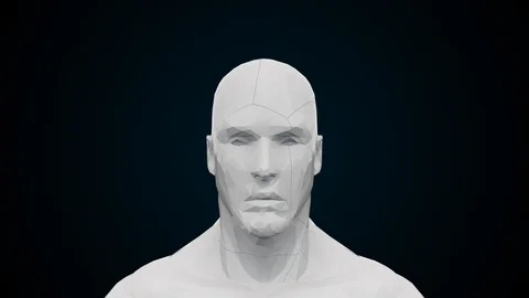 Futuristic human head with collapsing face. Computer generated modern background Video stock 129848034