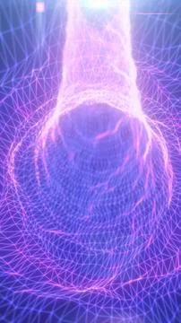 Futuristic human head rendered as a glowing purple wireframe mesh, represen.. Stock Illustration