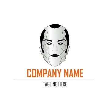 Futuristic Human Robot Sci-fi Vector Logo Design Illustrazione stock