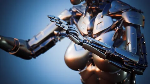Futuristic humanoid female robot in concept of future Stock Footage 138871012
