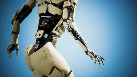 Futuristic humanoid female robot in concept of future Vídeo Stock 145648397