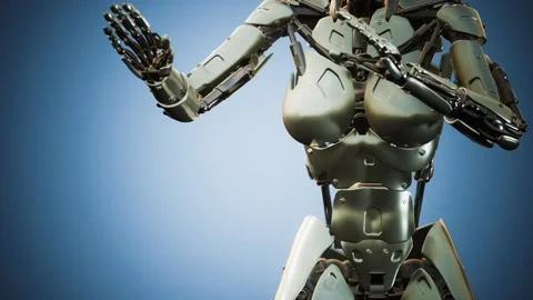 Futuristic humanoid female robot in concept of future Vídeo Stock 164554471