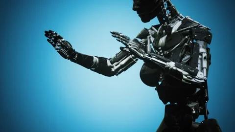 Futuristic humanoid female robot in concept of future Vídeos de archivo 166105632