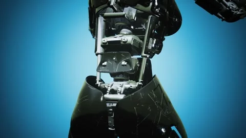Futuristic humanoid female robot in concept of future Stock-Footage 252885677