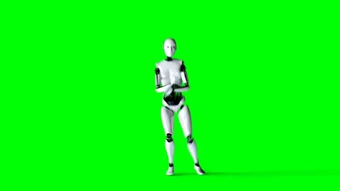 Futuristic humanoid female robot is dancing . Realistic motion and reflections Video stock 82711206
