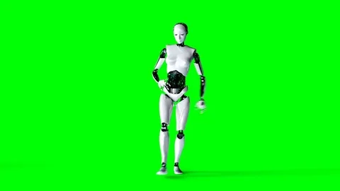 Futuristic humanoid female robot is danc... | Stock Video | Pond5