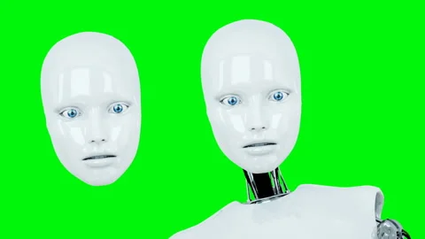 Futuristic humanoid female robot talking . Realistic motion and reflections Video stock 89140748