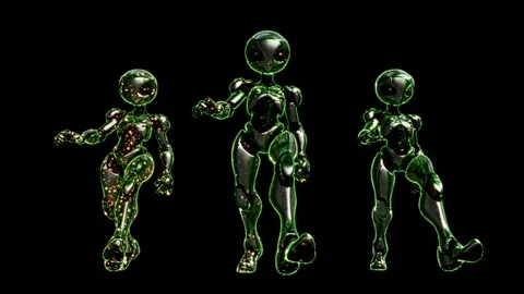 Futuristic humanoid figures in mesmerizing dance loop for creative VJ displays Stock Footage 292753077